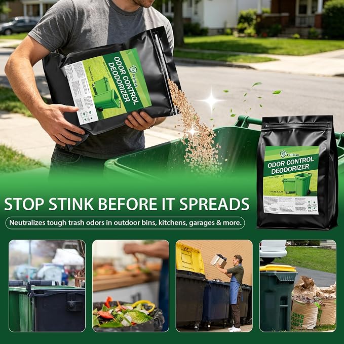 Outdoor Trash Can Deodorizer 6 lbs, Industrial Strength Garbage Can Odor Eliminator & Moisture Absorber for Outdoor Trash Cans, Waste Containers & Recycling Bins, Heavy Duty Long Lasting Odor Control