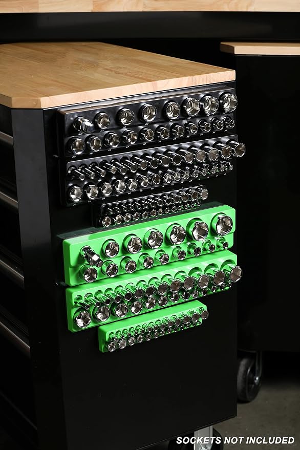 ARES 60160 - Magnetic Socket Organizer, 6-Piece Metric & SAE, 143 Sockets | Fits 1/4 in, 3/8 in, 1/2 in Drive