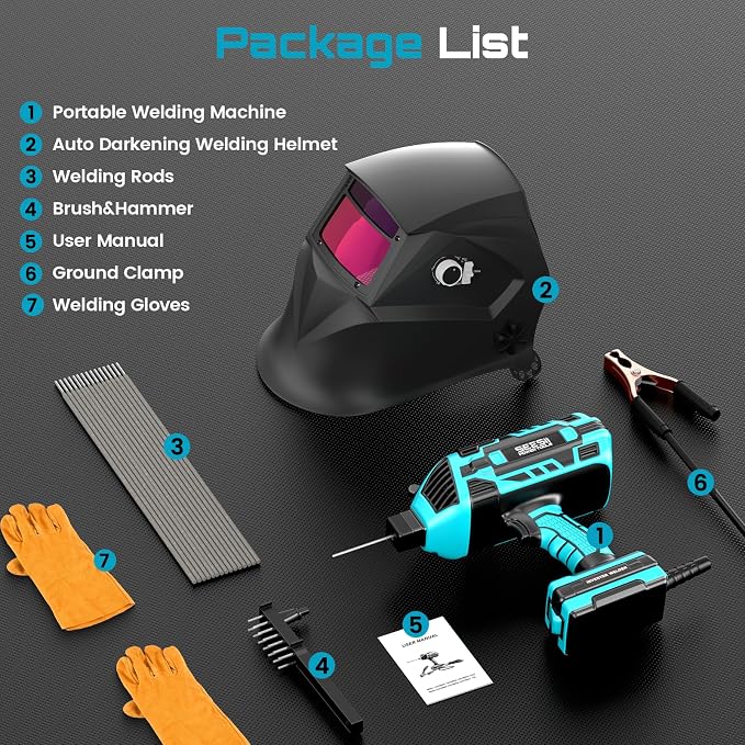Seesii Portable Welder 110V with Auto Darkening Welding Helmet, 120A Handheld Welder with 3/64"-1/8" Welding Rods&Gloves, Welding Hood with 4 Arc Sensors Shade 4/9-13, Welding Kit for Home DIY Repair