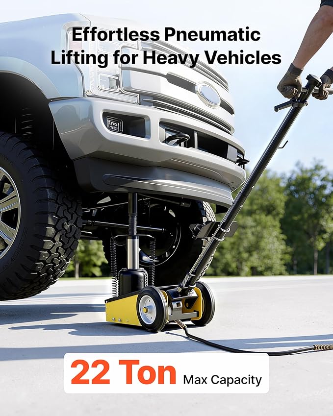 VEVOR 22 Ton Air Hydraulic Floor Jack Trucks Heavy Duty Steel Racing Floor Jack with Single Piston Quick Lift Pump & Extension Posts & Extension Posts, Air Pneumatic Jacks for SUVs, Pickups