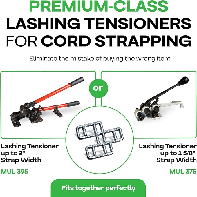 Cord Strapping Buckles 1 5/8" (6-Pack) for Cord Lashing up to 1 5/8" Width - Heavy-Duty Buckles with Anti-Slip Galvanized Coating for Woven Cord Lashing - Superior Breaking Strength by IDL Packaging