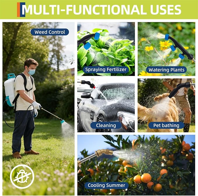 Garvee 4 Gallons Battery Powered Backpack Sprayer, 12V 8Ah Electric Sprayer with 6 Nozzles & 2 Wands, 4-6 Hour Runtime, 90PSI Adjustable Pressure, Trigger Lock, Yard Sprayers for Lawn and Garden