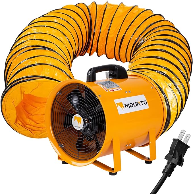 MOUNTO COMBO Heavy Duty Cylinder Fan with 25-foot Vinyl Hose (8inch)