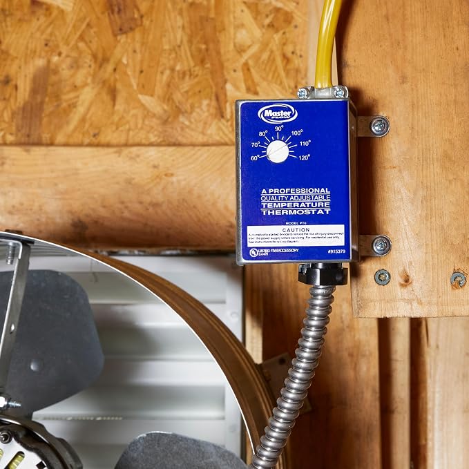 Master Flow GAF 1450 CFM Power Gable Mount Fan with Adjustable Power thermostat (PT6): Easy Installation & Efficient Exhaust Ventillation|High Airflow Capacity for attic spaces upto 2300 sq. ft.