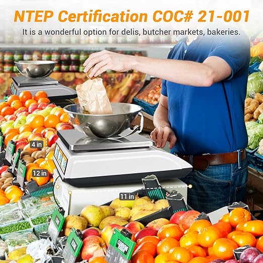 Price Computing Scale NTEP Certified for Legal Trade, Commercial Grade with Dual LCD Display, 60lb Stainless Steel Platform for Meat Shop, Deli, Produce Farmers Market COC#21-001