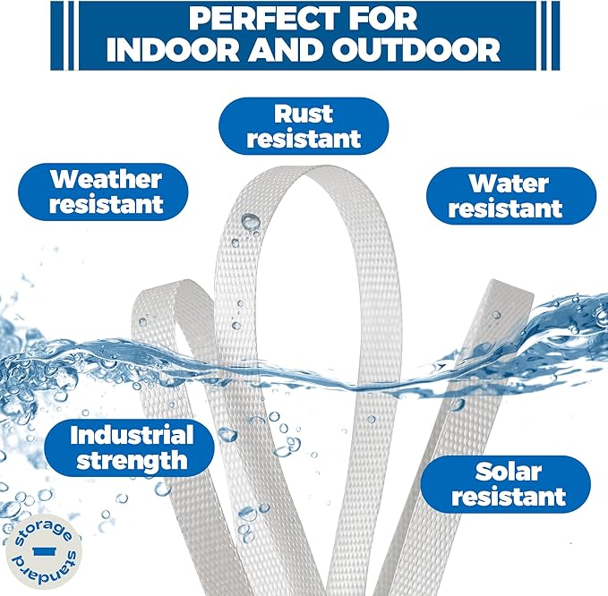 Heavy Duty Woven Cord Flat Rope - 1000ft x ½” Roll - Banding & Pallet Strapping Kit - Includes Virgin Polyester Strapping Roll & Self-Dispensing Box