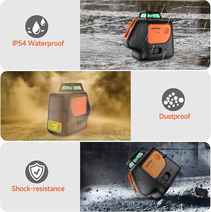 DOVOH Plumb Dot Laser Level 360 Self Leveling, PV-360G | High Accuracy, Rechargeable, Green Beam, Essential Edition, For Alignment, Layout, Framing, HVAC, Plumbing