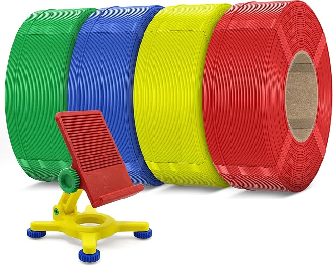 Inslogic PETG Pro Pre-Dried 3D Printer Filament 1.75mm, High-Speed PETG Filament, Stronger Toughness, High Precision ±0.02mm, Compatible with FDM Printers, 1kg×4 Refills (Red+Yellow+Blue+Green)