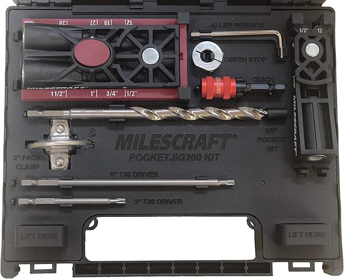 Milescraft Pocket Jig 200XCJ - Woodworking Tool Bundle with Double Barrel & Single Barrel Pocket Hole Jigs, 2" Face Clamp, Accessories