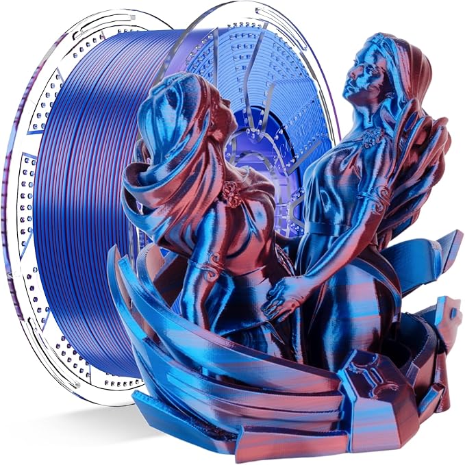 Chitu Systems Conjure Silk Red Blue PLA Filament, Christmas Shiny Dual Color Filament, Using Reusable Spool Compatible with Bambu Lab Refill Filament, Diameters 1.75±0.02 mm 1KG 2.2lb