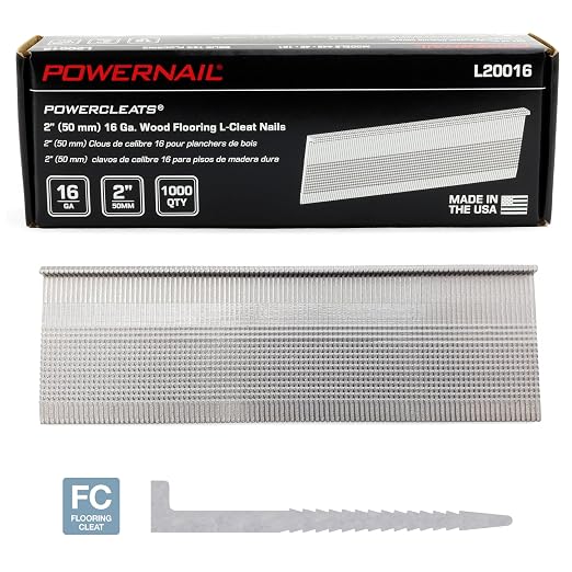 Powernail L20016 16 Gauge 2 Inch Length L-Cleat Nails for Hardwood Flooring (Box of 1000)
