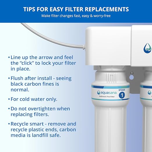 Aquasana® AQ-5300+R Genuine Replacement | AQ-C3M-R | 3 Stage Max Flow Filters | WQA Certified to NSF Standards | Claryum® Under Sink Filter | Reduces Up to 99.99% of PFAS, Lead & Chlorine