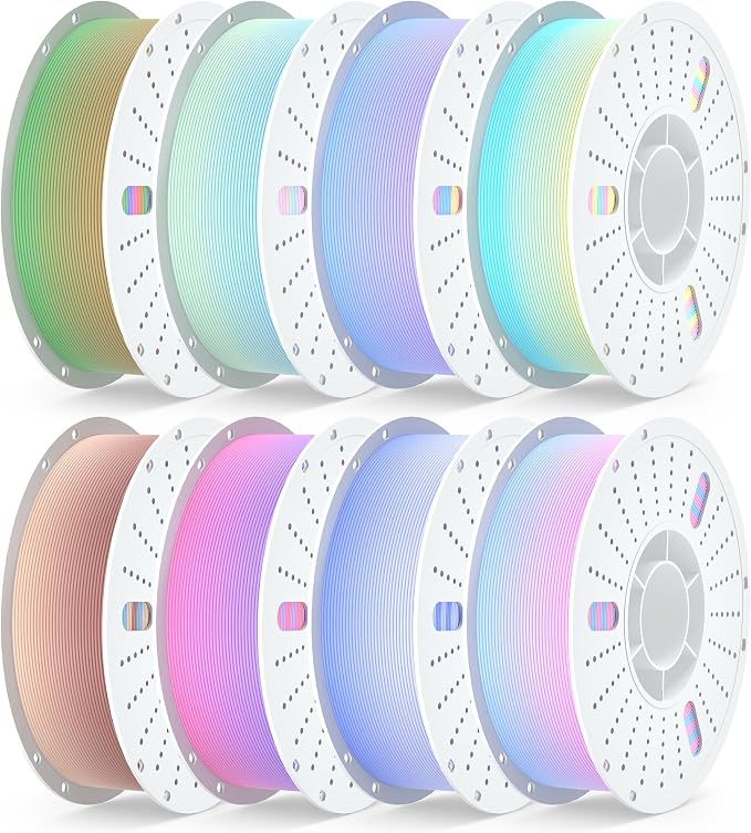 PINBALL Matte Rainbow PLA 3D Printer Filament 1.75mm Multi-Color Changing Filament 3D Printing PLA Filament Dimensional Accuracy +/- 0.02mm 8 KG 8 Colors