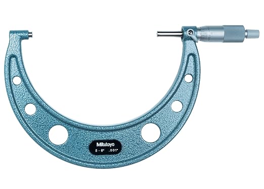 Mitutoyo 103-182, Outside Micrometer Precision Measuring Tool, Baked-Enamel Finish, Ratchet Stop, 5-6" Measuring Range, 0.001" Graduation, +/-0.00015" Accuracy | Precision Measuring Tool, Baked-Enamel Finish, Ratchet Stop, +/-0.00015" Accuracy