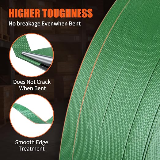 5/8"x3800' Heavy Duty PET Strapping Banding Roll, Packaging Strapping Banding Roll, 1500 lbs Break Strength, Polyester Banding Strapping Coil, Polyester Strapping Roll with SelfDispensing Box