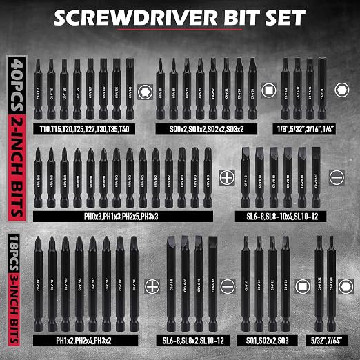 232-Piece Ultimate Screwdriver Bit Set, Cr-V Impact Driver Bit Set Includes Security Bits,Nut Driver, Ratchet Wrench and Bits Holder