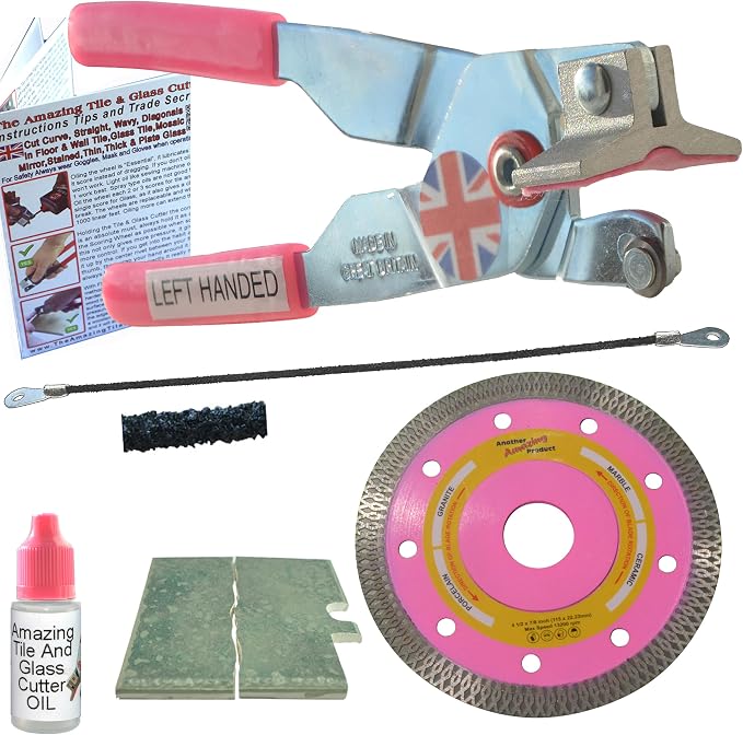 Tile Cutter Hand Tools Kit 1 Left Handed Tile Cutter 4 1/2 in Thin Diamond Grinder Tile Saw for Corner Cuts and Box Cut Outs in Porcelain Carbide Hacksaw Tile Blade For Notches in Ceramic Wall Tiles