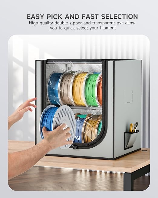 YOOPAI 3D Printer Filament Storage Box – 2 Tier Filament Storage Rack with Fabric Cover, Holds Up to 24 Rolls 1KG – 3D Filament Storage Organizer for Home, Workshop & Studio