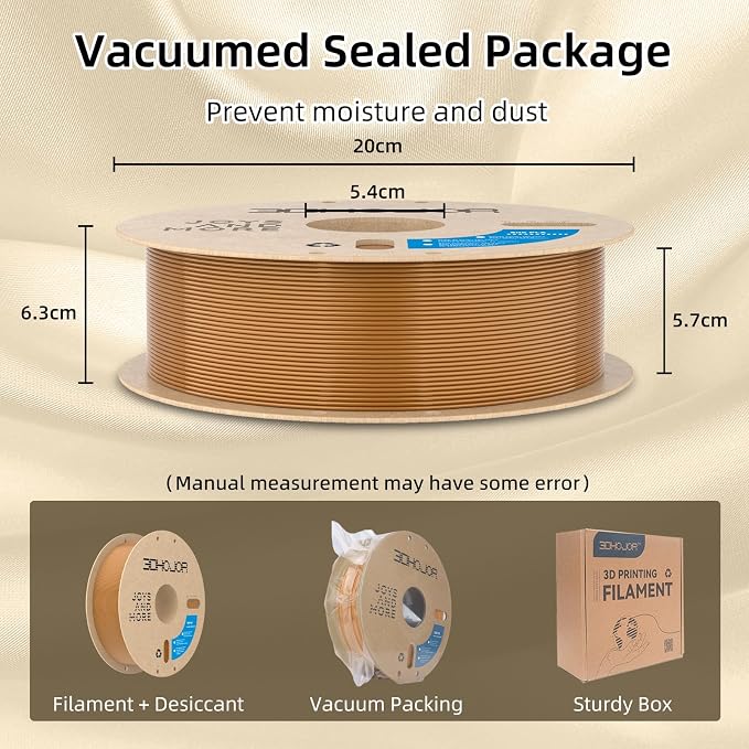 3DHoJor Silk PLA Filament 1.75mm, PLA Filament 1.75mm Silk Shiny 3D Printer Filament, 1kg*2 Cardboard Spool, Dimensional Accuracy +/- 0.03 mm, Fit Most FDM Printer(Copper+Bronze)
