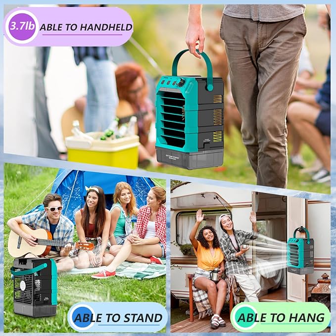 Rozlchar Portable Misting Fan Compatible for Makita 18V Battery, Jobsite Cooling Fan with 1.6L Tank, Stepless Speed & 8H Timer, LED Light, Quiet Airflow for Construction, Camping, Beach(Tool Only)