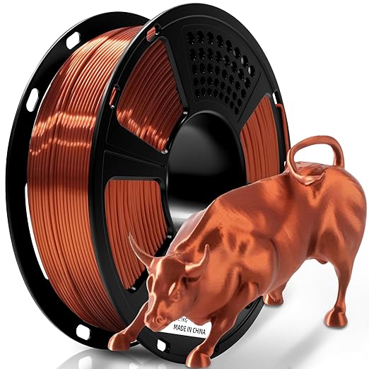 Geeetech Silk PLA Filament 1.75mm for 3D Printer, Metal-Like Shiny 3D Filament 1kg (2.2lbs) 1 Spool, Dimensional Accuracy +/- 0.02 mm, Metallic Copper Silk Filament
