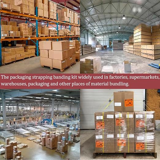 Banding Strapping Kit, Pallet Strapping Kit, Poly Strapping Kit, Plastic Strapping Kit Include Pallet Packaging Strapping Tool, Sealer Tools 3200' Length x 1/2" Wide and 200 Metal Seals