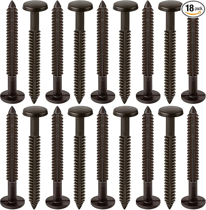 Blulu 18 Pcs 3 Inch Vinyl Shutter Fastener Window Panel Peg Lok Pin Pegs Screws Shutter Spikes Anchor (Ochre Brown)