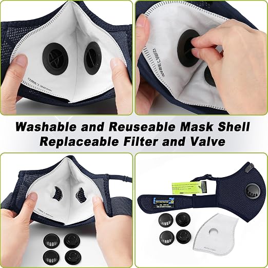 BASE CAMP Upgrade M Plus Dust Mask, Respirator Mask with 99.9% Effective Carbon Filter for Woodworking,7 Layer Breathable Face Protection for Construction, Dust, Landscaping, Sanding, Painting