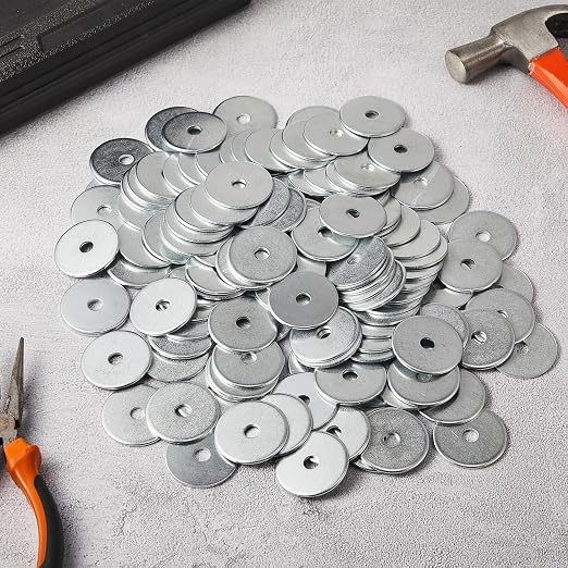 Yaocom 200 Pieces 5/16" x 1-1/2" Zinc Fender Washers Thickness 2mm Fender Washers for Wood and Wet Environment