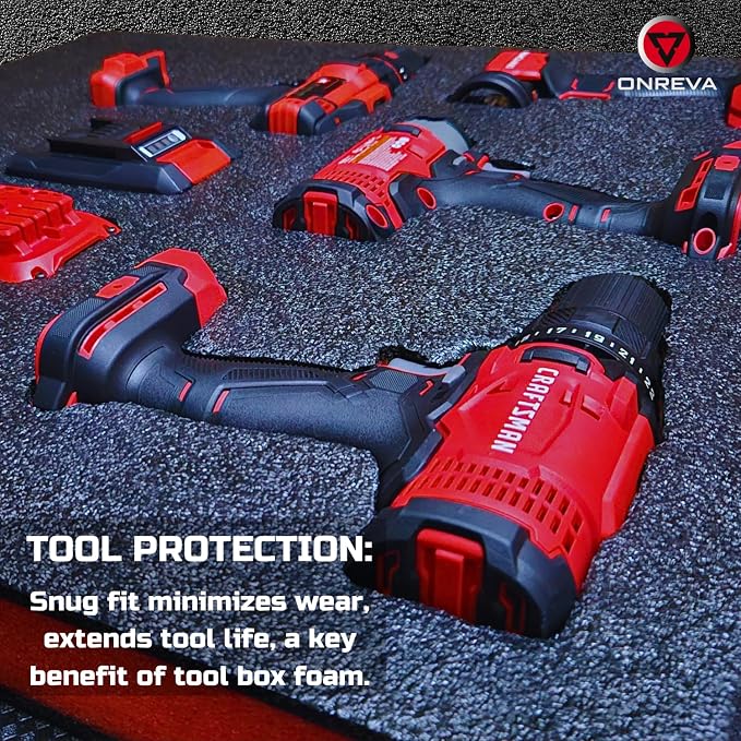 ONREVA Tool Box Foam, 1PC 54x22x3 inch, Foam Inserts for Cases, Polyethylene Storage Sheets for Toolbox Hard Case, Tool Shadow Insert, Kaizen Organizer Sheet