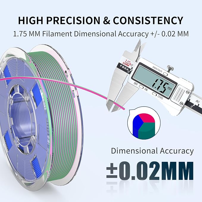 RAMBERY Matte Tri Color & Dual Color 3D Printer Filament Bundle, Multi Color Change by Angle PLA Filament 1.75mm+ /- 0.02mm, 200gX4 Spools