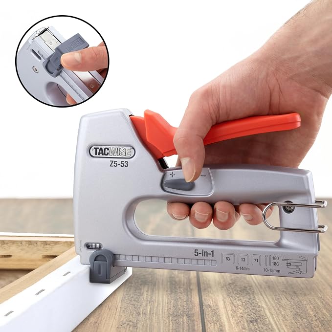Tacwise 1748 Heavy Duty 5-in-1 Metal Staple/Nail Gun, Z5-53 Manual Stapler and Brad Nailer Compatible with Type 71, 13 and 53 (JT21) Staples, with 18G Nails and 180 Series Headless Pins