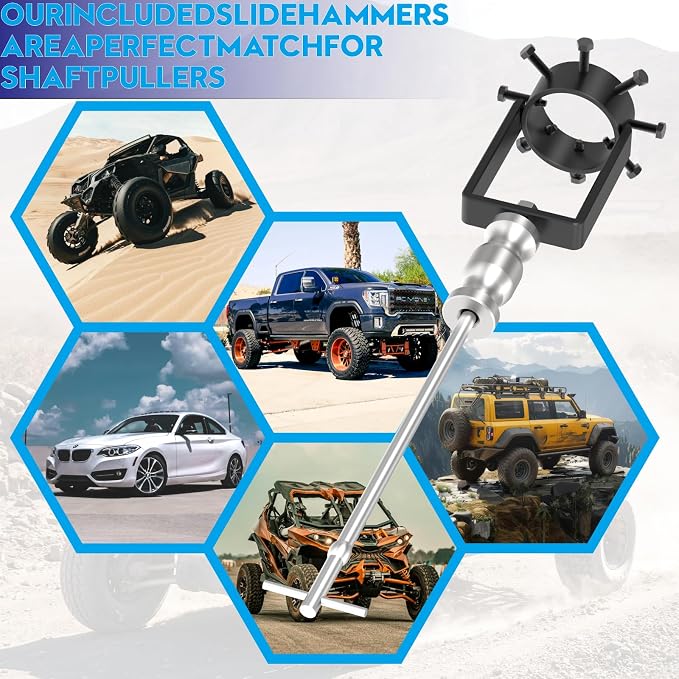 CV Axle Removal Tool Kit with Slide Hammer, Heavy-Duty 3.75 Inch (95mm) Inner CV Joint Puller Set, Reinforced Axle Shaft Extractor for ATV UTV and FWD Vehicles