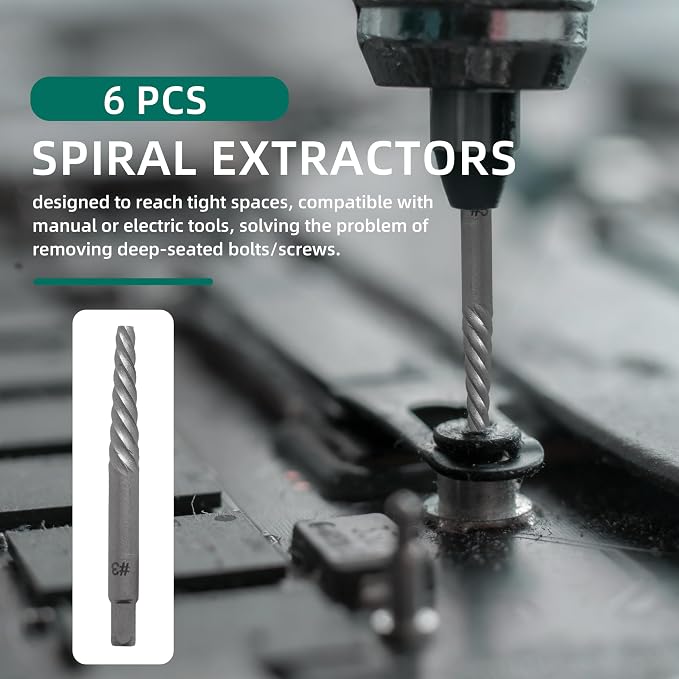62Pcs Screw Extractor Set with Left Hand Drill Bit, Bolt Extractor Kit for Damaged and Rusty Screws