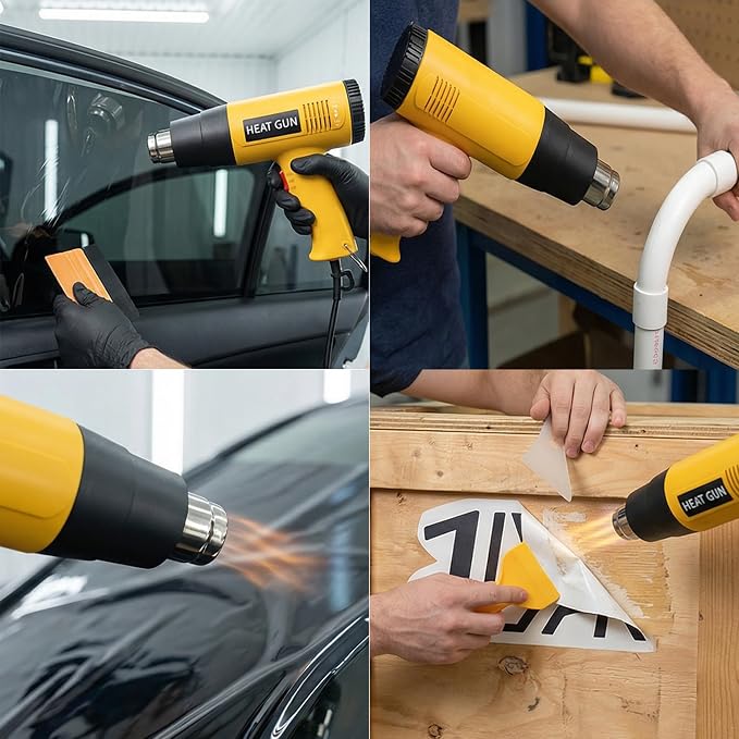 Spanno Vinyl Wrap Tool Kit Window Tint Vinyl Wrap Installation Kit, Include Felt Squeegee, Heat Gun, Utility Knife, Wrapping Bag, Water Blade, (10 Pcs Tinting Kit)
