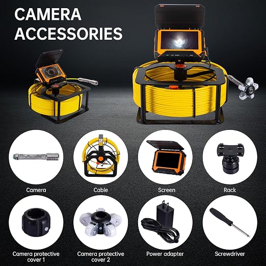 Sewer Camera 100ft,SPRIDRAIN Drain Pipe Camera HD 5in Screen with 32GB DVR,Waterproof IP68 Works Underwater Up to 10Meters Sewer Inspection borescopes for Plumber(Fits Pipes>0.9" Diameter,100ft/30M)