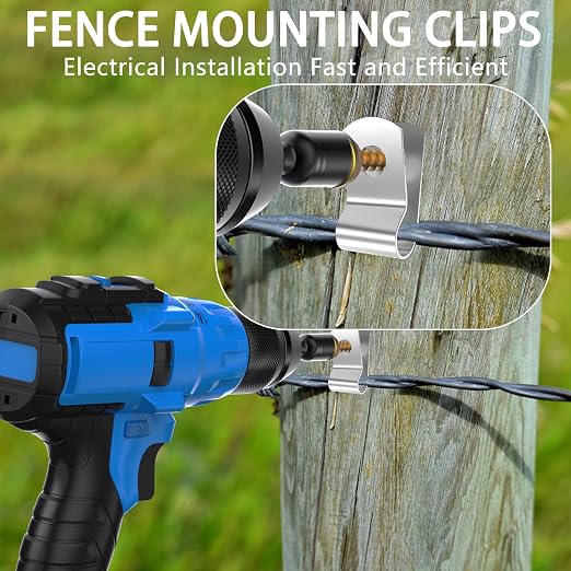 200 PCS T304 Stainless Steel Wire Fence Clips, Fasteners Post Screw with Wire Fixer, Agricultural Fencing Fence Wire Clamps for 4, 6, 8,10 and 12-16Gauge Wire Fencing Livestock Fencing Clips for Wood