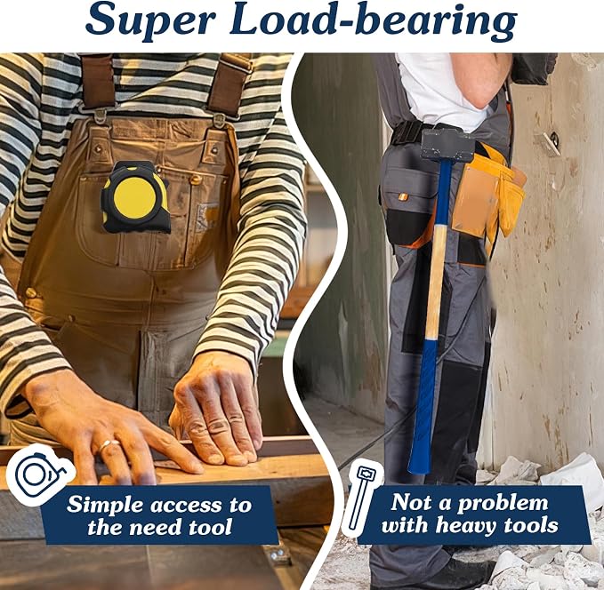 Magnetic Tool Holder & Tape Measure Holder, Gift for Men, Magnet Belt Clip Holster for Hammer, Screw, Pliers, Spanner, Trowel, Clip-on Tool Belt Drill Holder for Impact Driver, Stocking Stuffers