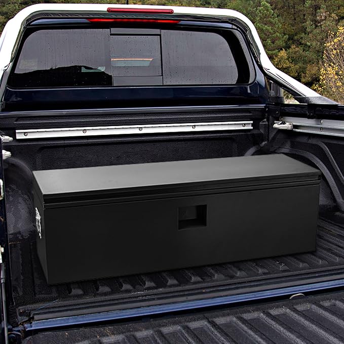 GarveeTech Truck Bed Tool Box Heavy Duty Steel Toolbox with Hydraulic-Assisted Lid, Drill-Proof Lock & Weatherproof Seal, Universal Mount for Pickup, Truck Bed, RV, Trailer