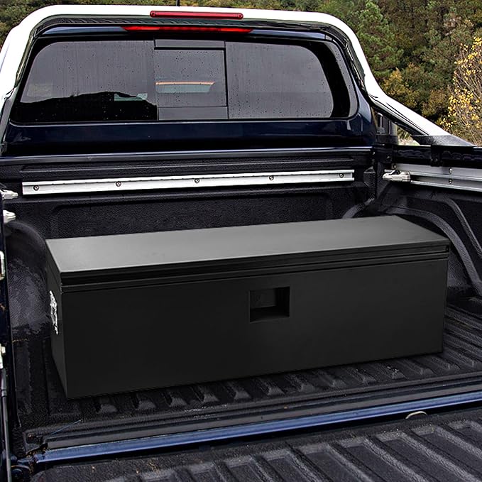 GarveeTech Truck Bed Tool Box Heavy Duty Steel Toolbox with Hydraulic-Assisted Lid, Drill-Proof Lock & Weatherproof Seal, Universal Mount for Pickup, Truck Bed, RV, Trailer