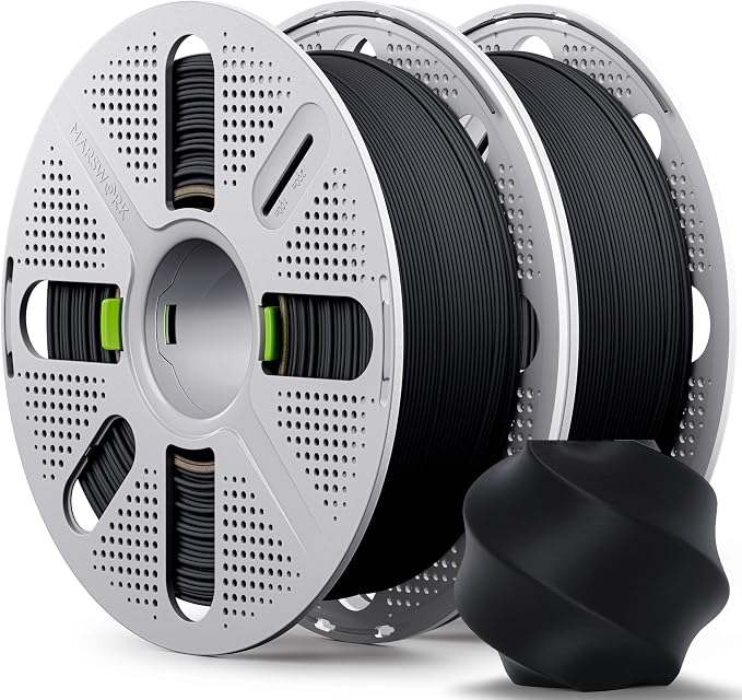 Matte PLA Filament with Quick-Swap Reusable Spool 2kg (4.4lbs), 1.75mm 3D Printing Filament, Compatible with Bambu Lab 3D Printers–Black x 2