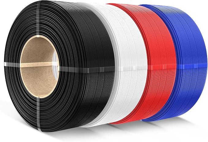 SUNLU Filament Refill 1.75mm,Black+White+Red+Klein Blue | pla Refill 4kg,Suitable for Bambu Lab Filament and SUNLU Reusable spools,Dimensional Accuracy +/- 0.02 mm.
