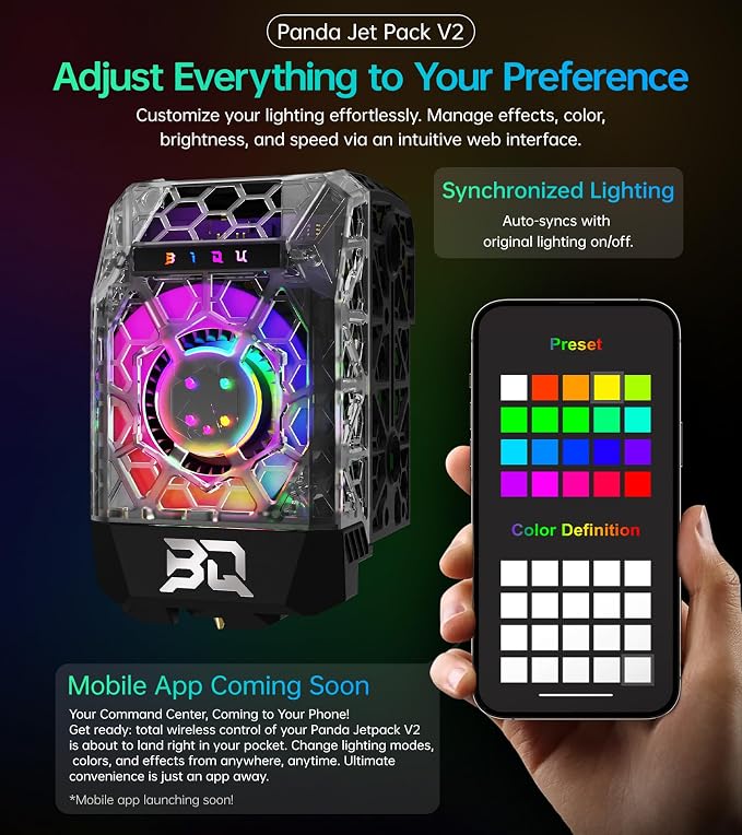 BIQU Panda Jet Pack V2 Transparent for Bambu-Lab P1S P1P X1C X1E 3D Printers, Cooling Fan Duct, H2D Style Lighting Printer Status Indicator, Web Control, Compatible with Stock Extruder and Panda Revo