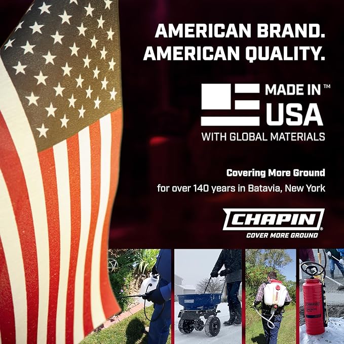 Chapin 1352 Made in The USA 3 Gallon Heavy Duty Tri-Poxy Steel Industrial Metal Tank Sprayer with 18 Inch Brass Wand, 36 Inch Reinforced Hose and Brass Nozzle and Shut Off, Black