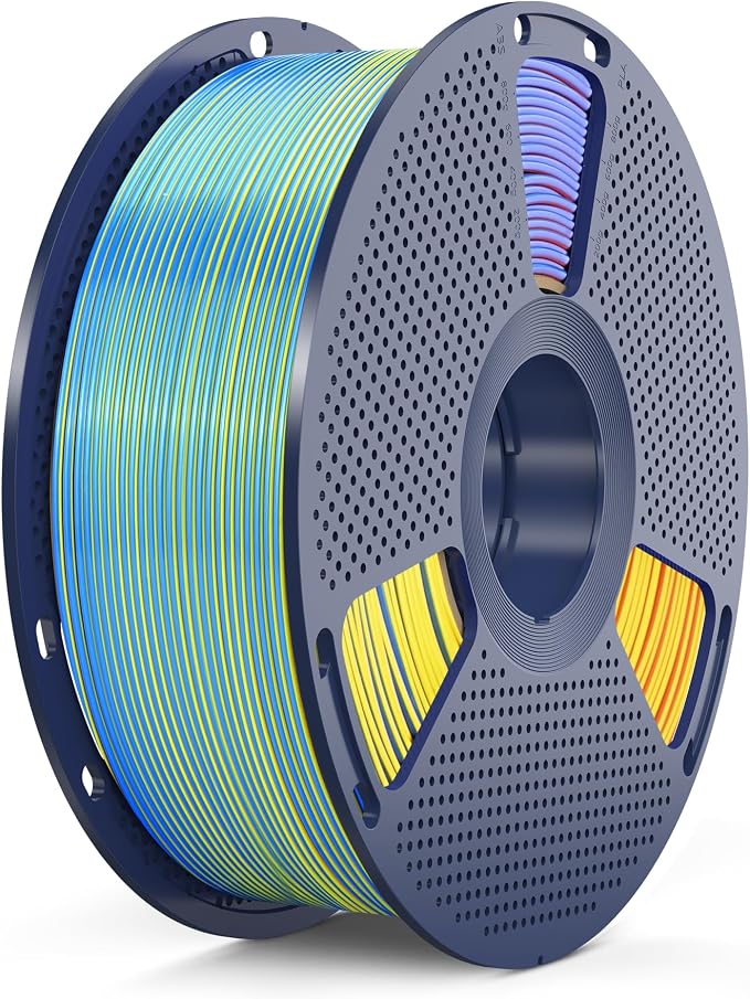 SUNLU Silk Quadruple Color PLA Filament, Silk PLA 3D Printer Filament 1.75mm, Neatly Wound Shiny Silk 3D Printer Filament 1.75±0.02mm, 1KG Spool (2.2lbs), Silk Four Color (Blue Purple Orange Yellow)