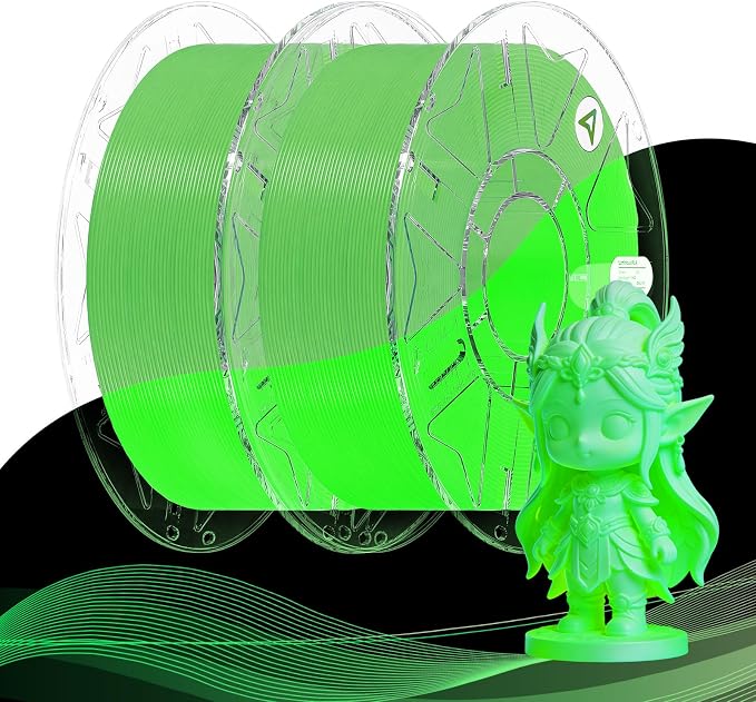 Creality 3D Printer Luminous RFID Filament, Hyper RFID PLA Filament 1.75mm for 3D Printing, Glow in The Dark Filament, Bright Long-Lastin, 1KG(2.2 lbs) Spool (2 Green)