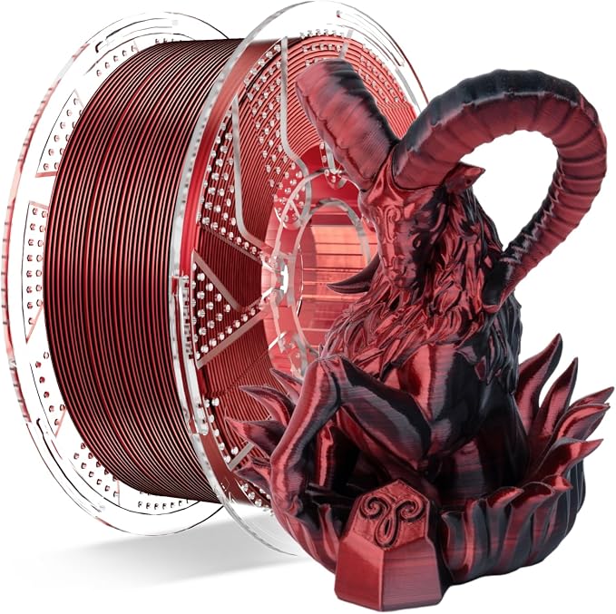 Chitu Systems Conjure Silk Black Red PLA Filament 1.75mm, Shiny Dual Color Gradient 3D Printer Filament 1KG -Smooth Printing, No Clog, Using Reusable Spool Compatible with Bambu Lab Refill