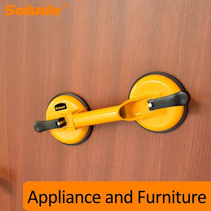 2 Pack Glass Suction Cup,Aluminium Heavy Duty Vacuum Lifter for Moving Glass/Window/Tiles/Mirror/Granite,Double Gripper Sucker Plate,Yellow