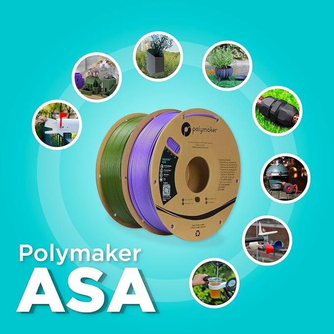 Polymaker ASA Filament 1.75mm Galaxy Green, 1kg ASA 3D Printing Filament, Heat & Weather Resistant - ASA 3D Printer Filament Perfect for Printing Outdoor Functional Parts