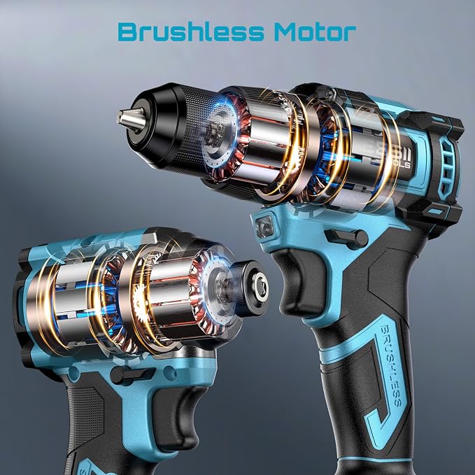 SEESII 21V Max Cordless Drill and Impact Driver, Power Tool Combo Kit Included 3/8'' Drill & 1/4'' Impact Driver, 2x 4000mAh Battery, Fast Charger, 20 pcs Driver Bit Set & Bag